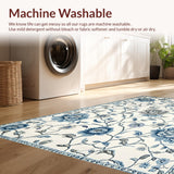 Ultra Soft Area Rug, Non Slip, Stain Resistant, Washable Area Rugs for Living Room, Bedroom, Fanciful Botanical Accent Design(Ivory)