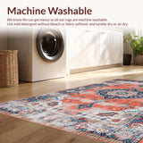 Ultra Soft Area Rug, Non Slip, Stain Resistant, Washable Area Rugs for Living Room, Bedroom, Sophisticated Vintage Geometric Flair(Orange)