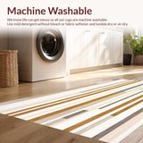 Contemporary Stripe Area Neutral Tone Non Slip Stain Proof(Beige)