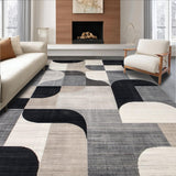 Ultra Soft Area Rug, Non Slip, Stain Resistant, Washable Area Rugs for Living Room, Bedroom, Contemporary Abstract Rug with Minimalist Shapes and Beige Linear Motifs(Gray)