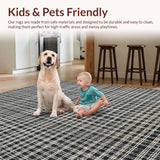 Ultra Soft Area Rug, Non Slip, Stain Resistant, Washable Area Rugs for Living Room, Bedroom, Abstract Plaid Rug: Monochrome Checkered Pattern for Entryway(Gray)
