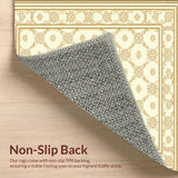 Ultra Soft Area Rug, Non Slip, Stain Resistant, Washable Area Rugs for Living Room, Bedroom, Charming Classic Area with Delicate Scrollwork and Neutral Palette(Beige)