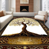 Ultra Soft Area Rug, Non Slip, Stain Resistant, Washable Area Rugs for Living Room, Bedroom, Transitional Ethnic Design Sensibility(Gold)