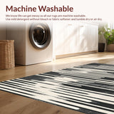 Ultra Soft Area Rug, Non Slip, Stain Resistant, Washable Area Rugs for Living Room, Bedroom, Avant-Garde Striped Rug, Artistic Monochrome Carpet, Graphic Linear Design(Black)