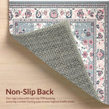 Ultra Soft Area Rug, Non Slip, Stain Resistant, Washable Area Rugs for Living Room, Bedroom, Cozy Vintage Symmetrical Visuals(White)