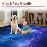 Ultra Soft Area Rug, Non Slip, Stain Resistant, Washable Area Rugs for Living Room, Bedroom, Galactic Whimsical Color Fusion(Blue)