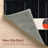 Ultra Soft Area Rug, Non Slip, Stain Resistant, Washable Area Rugs for Living Room, Bedroom, Sleek Earthy Ogee Motif(Black)