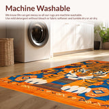 Ultra Soft Area Rug, Non Slip, Stain Resistant, Washable Area Rugs for Living Room, Bedroom, Artistic Vibrant Colorful Tiger Design(Orange)