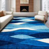 Ultra Soft Area Rug, Non Slip, Stain Resistant, Washable Area Rugs for Living Room, Bedroom, Vibrant Seaside Fluid Design(Blue)