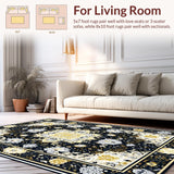 Ultra Soft Area Rug, Non Slip, Stain Resistant, Washable Area Rugs for Living Room, Bedroom, Striking Black and Cream Geometric Art(Black)