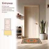 Ultra Soft Area Rug, Non Slip, Stain Resistant, Washable Area Rugs for Living Room, Bedroom, Transitional Cozy Tiled Motif(Orange)
