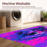 Ultra Soft Area Rug, Non Slip, Stain Resistant, Washable Area Rugs for Living Room, Bedroom, Vibrant Wildlife Art Deco Style(Purple)
