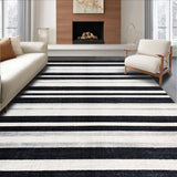 Ultra Soft Area Rug, Non Slip, Stain Resistant, Washable Area Rugs for Living Room, Bedroom, Contrast Rhythm Stripe Rug with Artistic Parallel Lines and Sleek Simplicity(Black)
