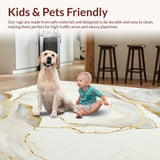 Ultra Soft Area Rug, Non Slip, Stain Resistant, Washable Area Rugs for Living Room, Bedroom, Luxurious Beige Bathroom Abstract Marble Stone Design(White)