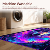 Ultra Soft Area Rug, Non Slip, Stain Resistant, Washable Area Rugs for Living Room, Bedroom, Fierce 3D Cosmic Wolf Design(Purple)