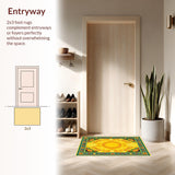 Ultra Soft Area Rug, Non Slip, Stain Resistant, Washable Area Rugs for Living Room, Bedroom, Lively Artistic Sunshine Arrangement(Yellow)
