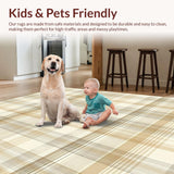 Ultra Soft Area Rug, Non Slip, Stain Resistant, Washable Area Rugs for Living Room, Bedroom, Beige Area Modern Printed Plaid Design(Beige)