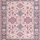 Ultra Soft Area Rug, Non Slip, Stain Resistant, Washable Area Rugs for Living Room, Bedroom, Chic Transitional Lattice Motif(Pink)