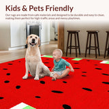 Ultra Soft Area Rug, Non Slip, Stain Resistant, Washable Area Rugs for Living Room, Bedroom, Playful Fruit-Inspired Aesthetic(Red)