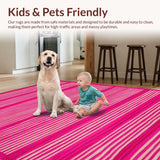 Ultra Soft Area Rug, Non Slip, Stain Resistant, Washable Area Rugs for Living Room, Bedroom, Trendy Soft Pink Safari Theme(Pink)