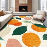 Ultra Soft Area Rug, Non Slip, Stain Resistant, Washable Area Rugs for Living Room, Bedroom, Orange Green White Blush Bright Area Rug Fruit Silhouette Design(Orange)