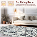 Ultra Soft Area Rug, Non Slip, Stain Resistant, Washable Area Rugs for Living Room, Bedroom, Eclectic Abstract Artful Layering(White)