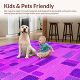 Ultra Soft Area Rug, Non Slip, Stain Resistant, Washable Area Rugs for Living Room, Bedroom, Whimsical Script with Elegant Flair(Purple)