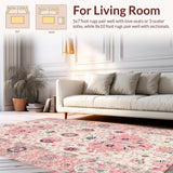 Ultra Soft Area Rug, Non Slip, Stain Resistant, Washable Area Rugs for Living Room, Bedroom, Serene Modern Soft Pink Embellishments(Pink)