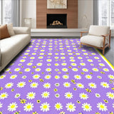 Ultra Soft Area Rug, Non Slip, Stain Resistant, Washable Area Rugs for Living Room, Bedroom, Whimsical Lavender Floral Motif(Purple)