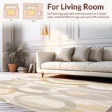 Beige Round Featuring Modern Minimalist Circular Line Art Design(Beige)