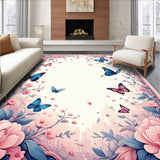 Ultra Soft Area Rug, Non Slip, Stain Resistant, Washable Area Rugs for Living Room, Bedroom, Bright Botanical Playful Design(Pink)