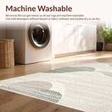 Ultra Soft Area Rug, Non Slip, Stain Resistant, Washable Area Rugs for Living Room, Bedroom, Rustic Off White Wavy Aesthetic(Beige)