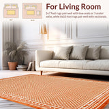 Ultra Soft Area Rug, Non Slip, Stain Resistant, Washable Area Rugs for Living Room, Bedroom, Cozy Textured Ogee Design(Orange)