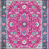 Ultra Soft Area Rug, Non Slip, Stain Resistant, Washable Area Rugs for Living Room, Bedroom, Retro Oceanic Floral Fusion(Pink)