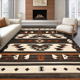 Ultra Soft Area Rug, Non Slip, Stain Resistant, Washable Area Rugs for Living Room, Bedroom, Warm Toned Ethnic Patterning(Black)