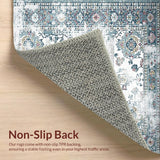Ultra Soft Area Rug, Non Slip, Stain Resistant, Washable Area Rugs for Living Room, Bedroom, Unique Gray Medallion Aesthetic(White)