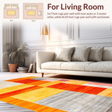 Ultra Soft Area Rug, Non Slip, Stain Resistant, Washable Area Rugs for Living Room, Bedroom, Whimsical Soft Line Art Composition(Orange)
