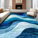 Ultra Soft Area Rug, Non Slip, Stain Resistant, Washable Area Rugs for Living Room, Bedroom, Oceanfoam Wave Rug: Modern Blue Water Design for Living Space(Blue)