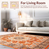 Ultra Soft Area Rug, Non Slip, Stain Resistant, Washable Area Rugs for Living Room, Bedroom, Stylish Whimsical Fringe Accents(Orange)