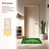 Ultra Soft Area Rug, Non Slip, Stain Resistant, Washable Area Rugs for Living Room, Bedroom, Delicate Blooming Floral Appeal(Green)