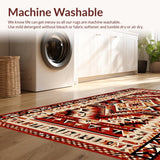 Ultra Soft Area Rug, Non Slip, Stain Resistant, Washable Area Rugs for Living Room, Bedroom, Textured Vintage Southwest Pattern(Red)