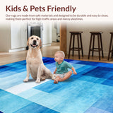 Ultra Soft Area Rug, Non Slip, Stain Resistant, Washable Area Rugs for Living Room, Bedroom, Artistic Abstract Color Fusion(Blue)