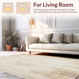 Elegant Vintage Distressed Area With Low Pile Texture(Beige)