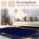 Ultra Soft Area Rug, Non Slip, Stain Resistant, Washable Area Rugs for Living Room, Bedroom, Striking Abstract Indigo Swirl(Blue)