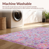 Ultra Soft Area Rug, Non Slip, Stain Resistant, Washable Area Rugs for Living Room, Bedroom, Vintage Pastel Blooming Elegance(Purple)