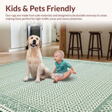 Ultra Soft Area Rug, Non Slip, Stain Resistant, Washable Area Rugs for Living Room, Bedroom, Chic Symmetrical Patterned Decor(Gray)