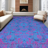 Ultra Soft Area Rug, Non Slip, Stain Resistant, Washable Area Rugs for Living Room, Bedroom, Sophisticated Dual-Tone Striped Look(Blue)