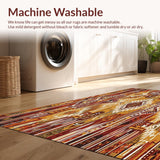 Ultra Soft Area Rug, Non Slip, Stain Resistant, Washable Area Rugs for Living Room, Bedroom, Artistic Area with Rich Browns and Warm Golds Abstract Tribal Design(Red)