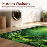 Ultra Soft Area Rug, Non Slip, Stain Resistant, Washable Area Rugs for Living Room, Bedroom, Charming Greenery Blossom Design(Green)