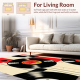Ultra Soft Area Rug, Non Slip, Stain Resistant, Washable Area Rugs for Living Room, Bedroom, Retro Music Cassette Style(Black)